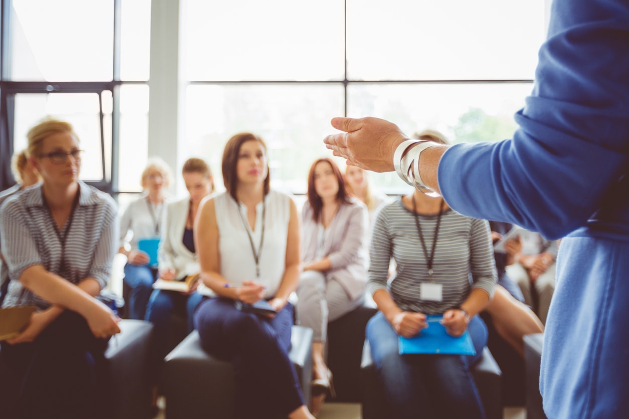 Someone speaking to a group of people published to IT Training and Support